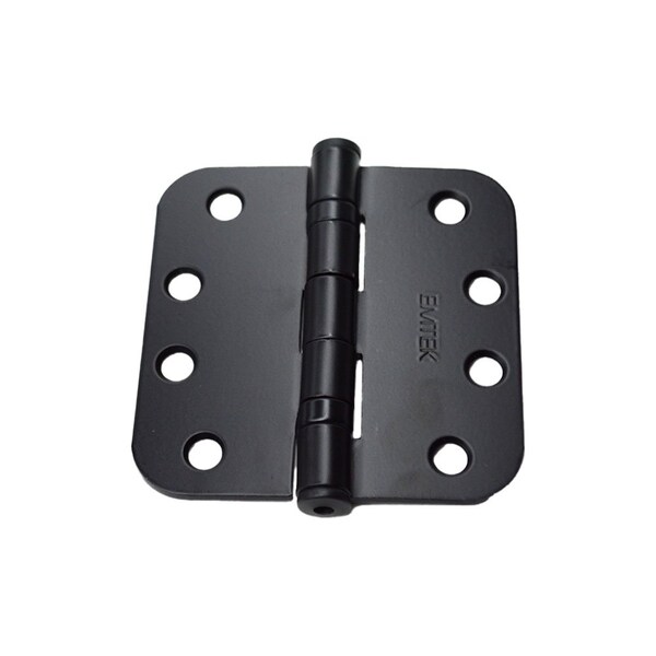 Emtek Pair of 4 in x 4 in 5/8 in Radius Heavy Duty Steel Ball Bearing Hinges Flat Black Finish 94034US19 - main